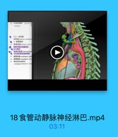 4 左室后静味
posterior

Ventricle

(三)后级隔
J 55 M posterior mediastin
1.食管库部
1 食管胸部 thoracie part
食管与前主动脉交其
●计 食管后隐窝 mtroesephug
4 (3)点世,疼巴引底东神单:
45 食管动味ephageal arter
t i8 esophageal rein
3 增返神经食管支
esophageal branch of tecu

18食管动静脉神经淋巴.mp4

03:11